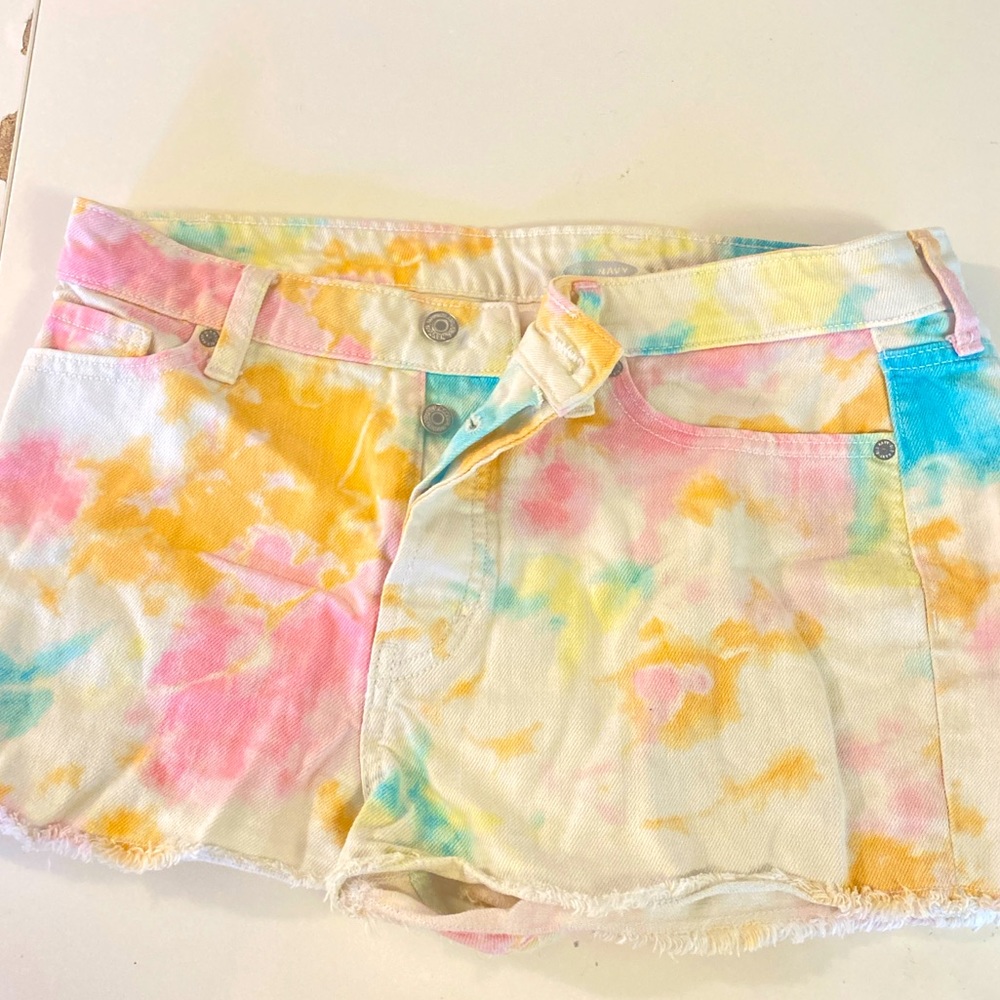 Old Navy Tie-Dye Cut off Shorts Size 8 White